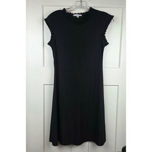 ANNALEE + HOPE Black Ruffle Neck Cap Sleeve‎ A-Line Dress Womens Size Small